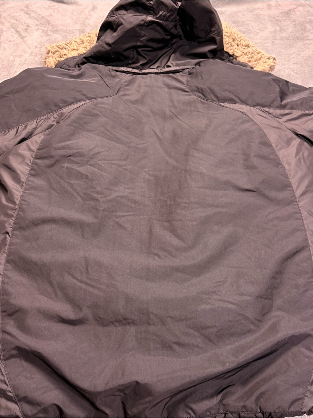Nike Black Jacket with Tan Faux Fur Hood Trim - removable hood & fur - Picture 7 of 13